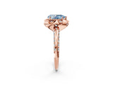 Rose gold Fancy Blue Pear  Halo Split Shank Pave Diamond Ring with Petal Prong Setting_22