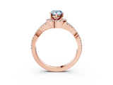 Rose gold Fancy Blue Pear  Halo Twist Band Solitaire Prong Setting Ring_79
