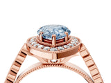 Rose gold Fancy Blue Pear  Halo Twist Band Solitaire Ring with Six-Prong Setting_36