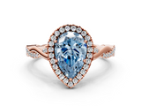 Rose gold Fancy Blue Pear  Halo Twist Band Solitaire Ring_19