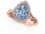 Rose gold Fancy Blue Pear  Halo Twist Band Solitaire Ring_20