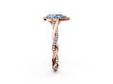 Rose gold Fancy Blue Pear  Halo Twist Band Solitaire Ring_21