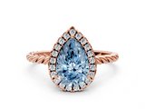 Rose gold Fancy Blue Pear  Halo Twisted Band Four-Prong Diamond Ring_20