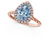 Rose gold Fancy Blue Pear  Halo Twisted Band Four-Prong Diamond Ring_21