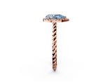 Rose gold Fancy Blue Pear  Halo Twisted Band Four-Prong Diamond Ring_22