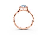 Rose gold Fancy Blue Pear  Halo Twisted Band Four-Prong Diamond Ring_23