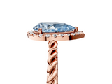 Rose gold Fancy Blue Pear  Halo Twisted Band Four-Prong Diamond Ring_25