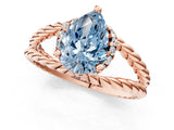 Rose gold Fancy Blue Pear  Halo Twisted Band Four-Prong Ring_33