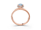 Rose gold Fancy Blue Pear  Halo Twisted Band Four-Prong Ring_35