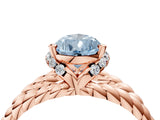 Rose gold Fancy Blue Pear  Halo Twisted Band Four-Prong Ring_36