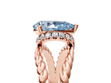 Rose gold Fancy Blue Pear  Halo Twisted Band Four-Prong Ring_37