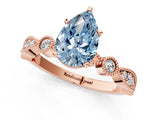 Rose gold Fancy Blue Pear  Milgrain Bezel Diamond Engagement Ring with Solitaire Prong Setting_139