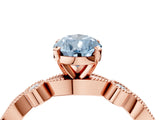 Rose gold Fancy Blue Pear  Milgrain Bezel Diamond Engagement Ring with Solitaire Prong Setting_142