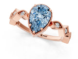 Rose gold Fancy Blue Pear  Milgrain Marquise Diamond Twist Band Ring_63