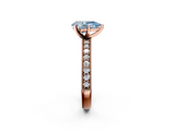 Rose gold Fancy Blue Pear  Milgrain Pave Diamond Engagement Ring with Four-Prong Setting_161