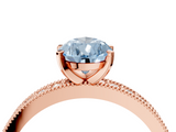 Rose gold Fancy Blue Pear  Milgrain Pave Diamond Engagement Ring with Four-Prong Setting_163