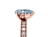 Rose gold Fancy Blue Pear  Milgrain Pave Diamond Engagement Ring with Four-Prong Setting_164