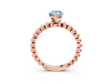 Rose gold Fancy Blue Pear  Solitaire Beaded Band Prong Setting Ring 3