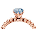 Rose gold Fancy Blue Pear  Solitaire Beaded Band Prong Setting Ring 4