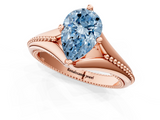 Rose gold Fancy Blue Pear  Solitaire Beaded Band Six-Prong Setting_1