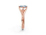 Rose gold Fancy Blue Pear  Solitaire Beaded Band Six-Prong Setting_2