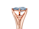 Rose gold Fancy Blue Pear  Solitaire Beaded Band Six-Prong Setting_5
