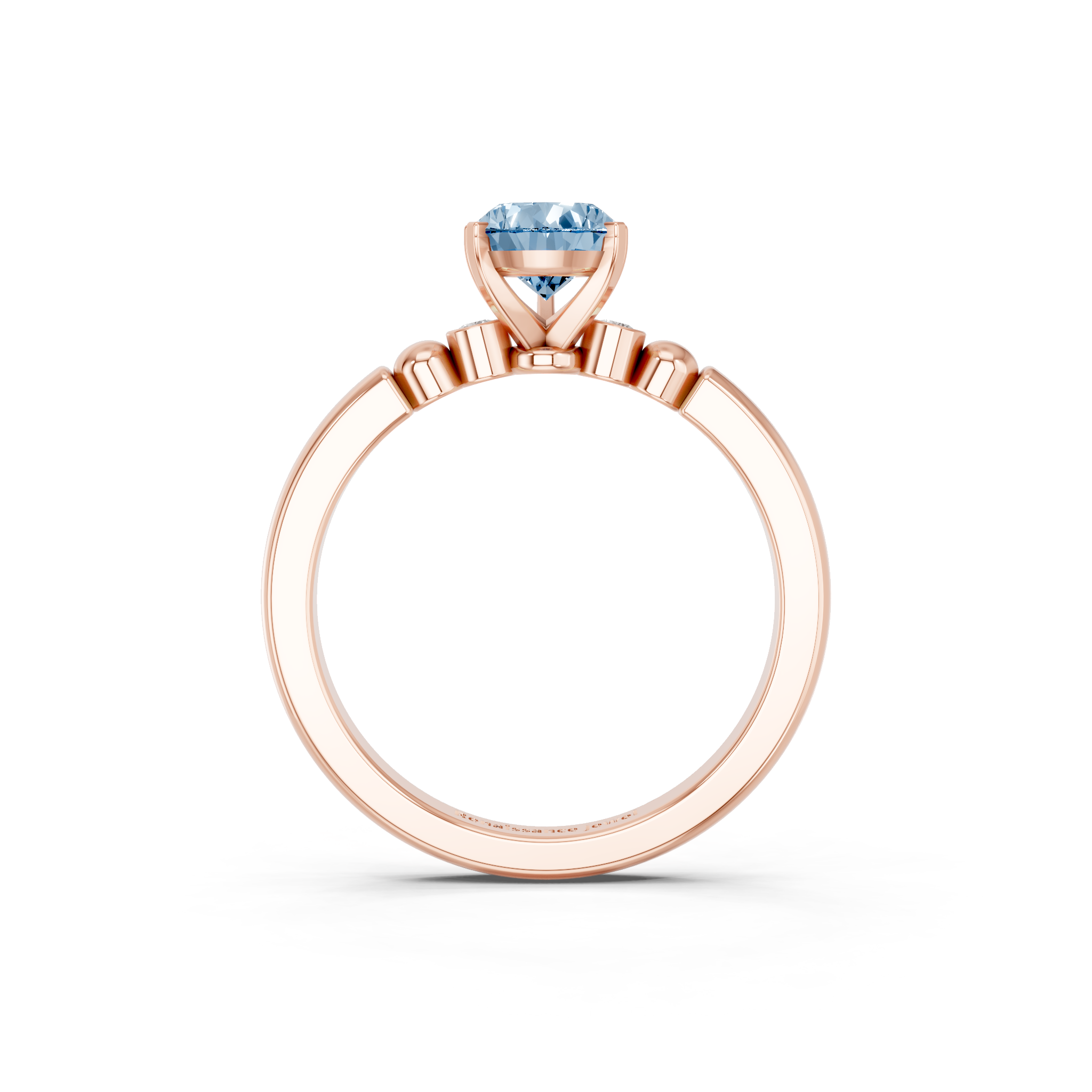 Rose gold Fancy Blue Pear  Solitaire Beaded Band with Four-Prong Setting_5