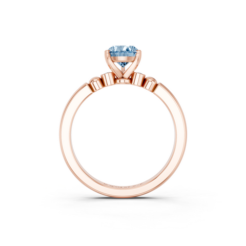 Rose gold Fancy Blue Pear  Solitaire Beaded Band with Four-Prong Setting_5
