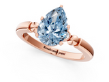 Rose gold Fancy Blue Pear  Solitaire Beaded Band with Four-Prong Setting_60