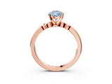Rose gold Fancy Blue Pear  Solitaire Beaded Band with Four-Prong Setting_62
