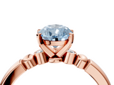 Rose gold Fancy Blue Pear  Solitaire Beaded Band with Four-Prong Setting_63