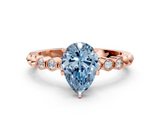 Rose gold Fancy Blue Pear  Solitaire Bezel Accent Diamond Engagement Ring with Beaded Band and Four-Prong Setting_24