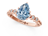 Rose gold Fancy Blue Pear  Solitaire Bezel Accent Diamond Engagement Ring with Beaded Band and Four-Prong Setting_25