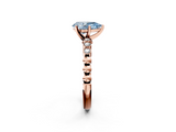 Rose gold Fancy Blue Pear  Solitaire Bezel Accent Diamond Engagement Ring with Beaded Band and Four-Prong Setting_26