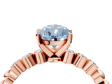 Rose gold Fancy Blue Pear  Solitaire Bezel Accent Diamond Engagement Ring with Beaded Band and Four-Prong Setting_28