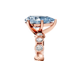 Rose gold Fancy Blue Pear  Solitaire Bezel Accent Diamond Engagement Ring with Beaded Band and Four-Prong Setting_29