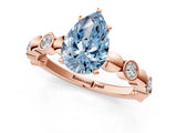 Rose gold Fancy Blue Pear  Solitaire Bezel-Set Diamond Ring with Beaded Band and Four-Prong Setting_33