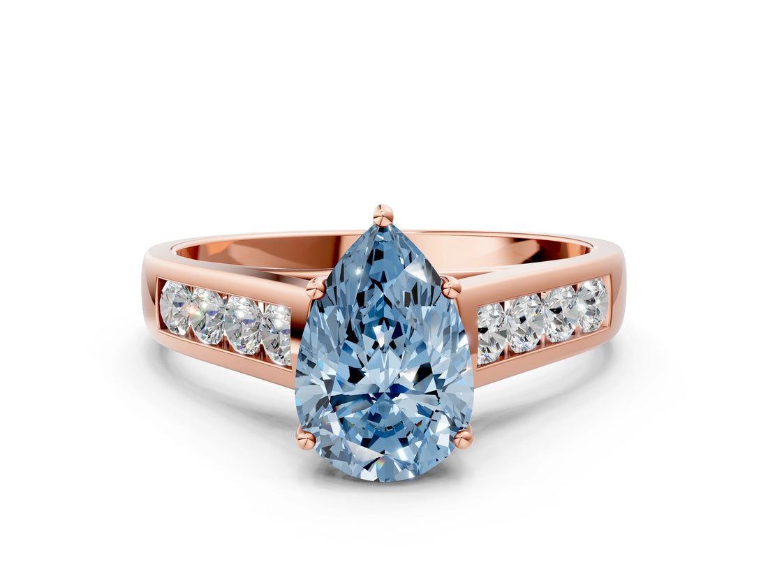 Rose gold Fancy Blue Pear  Solitaire Channel-Set Diamond Engagement Ring with Four-Prong Setting_50