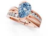 Rose gold Fancy Blue Pear  Solitaire Channel-Set Split Shank Ring with Tension Prong Setting_4