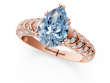 Rose gold Fancy Blue Pear  Solitaire Chevron Pave Diamond Engagement Ring with Six-Prong Setting_4