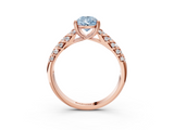 Rose gold Fancy Blue Pear  Solitaire Chevron Pave Diamond Engagement Ring with Six-Prong Setting_6