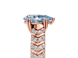 Rose gold Fancy Blue Pear  Solitaire Chevron Pave Diamond Engagement Ring with Six-Prong Setting_8