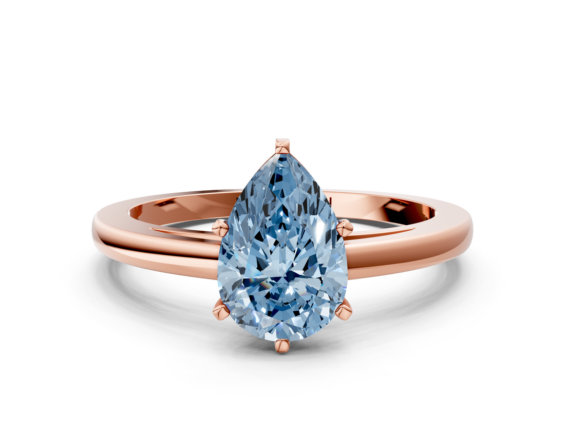Rose gold Fancy Blue Pear  Solitaire Diamond Engagement Ring with Four-Prong Setting on a Classic Band_3