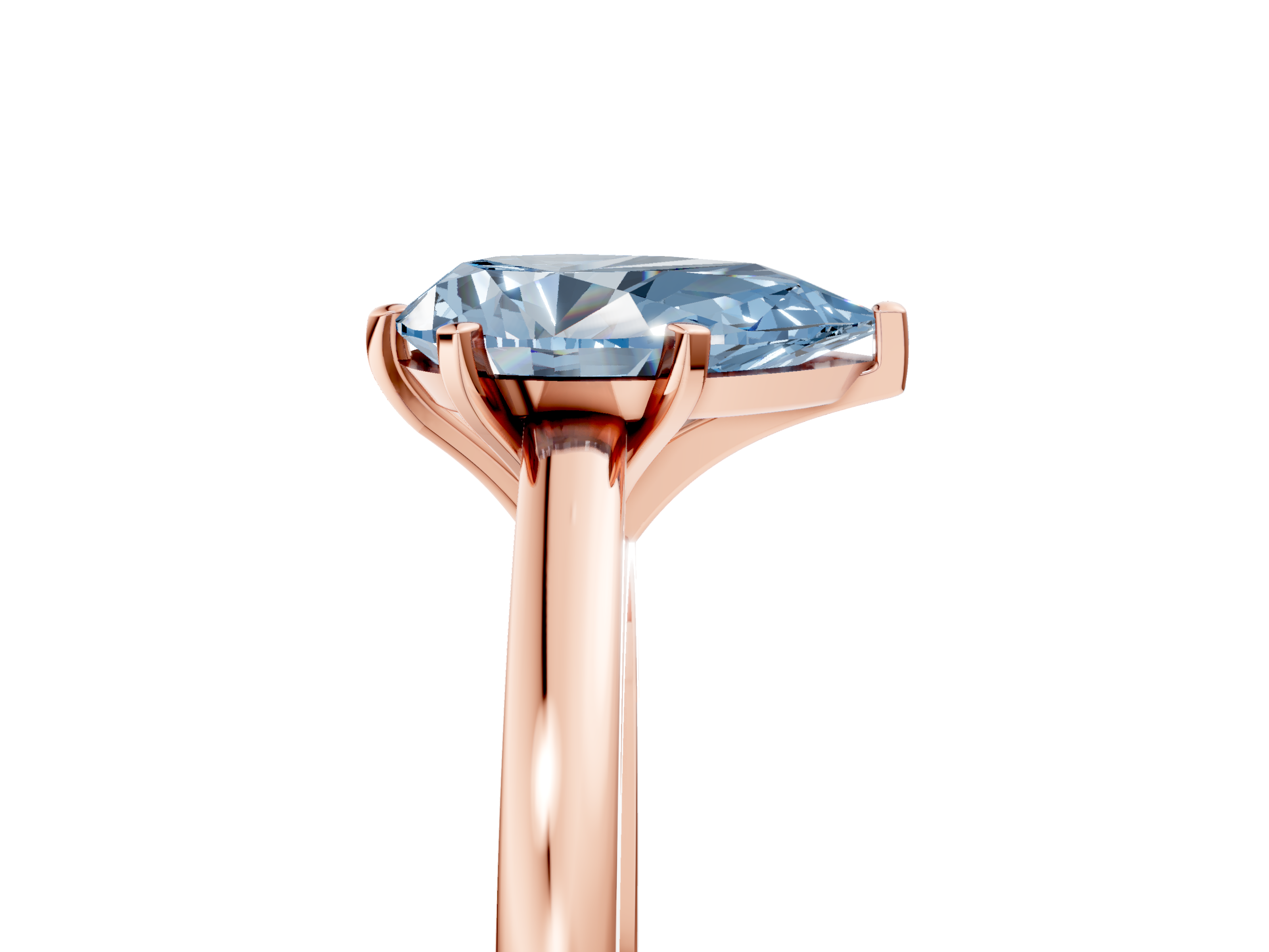 Rose gold Fancy Blue Pear  Solitaire Diamond Engagement Ring with Four-Prong Setting on a Classic Band_8