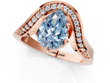 Rose gold Fancy Blue Pear  Solitaire Diamond Engagement Ring with Pave Band and Four-Prong Setting 1