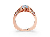 Rose gold Fancy Blue Pear  Solitaire Diamond Engagement Ring with Pave Band and Four-Prong Setting 3