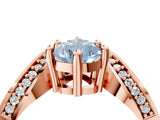 Rose gold Fancy Blue Pear  Solitaire Diamond Engagement Ring with Pave Band and Four-Prong Setting 4