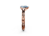 Rose gold Fancy Blue Pear  Solitaire Diamond Engagement Ring with XO Engraved Band and Four-Prong Setting 2
