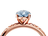 Rose gold Fancy Blue Pear  Solitaire Diamond Engagement Ring with XO Engraved Band and Four-Prong Setting 4