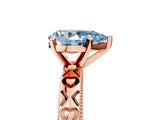 Rose gold Fancy Blue Pear  Solitaire Diamond Engagement Ring with XO Engraved Band and Four-Prong Setting 5